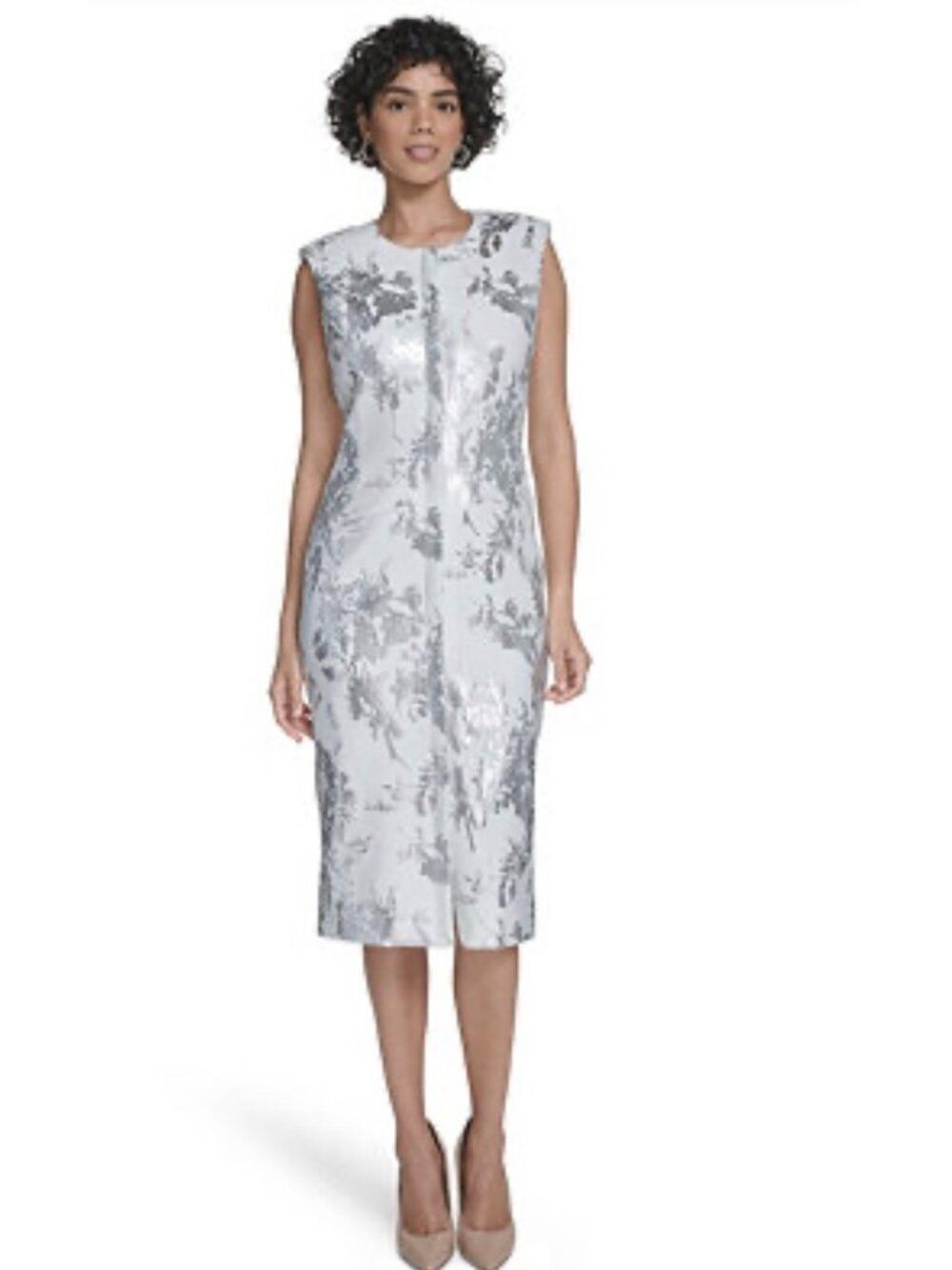 Calvin Klein Women's Sleeveless Foil Printed Sheath Dress Size 8